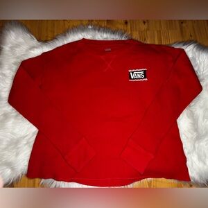 Vans Off The Wall Waffle Long Sleeve Thermal Shirt Red Size Extra Small